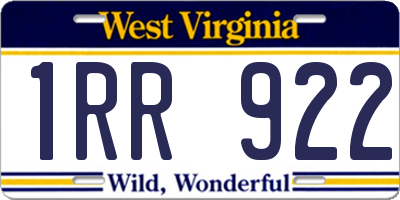 WV license plate 1RR922