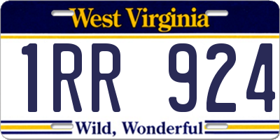 WV license plate 1RR924