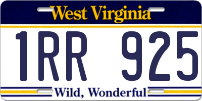 WV license plate 1RR925
