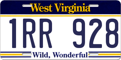 WV license plate 1RR928