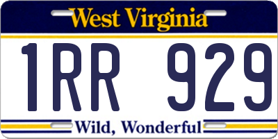 WV license plate 1RR929