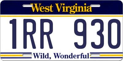 WV license plate 1RR930