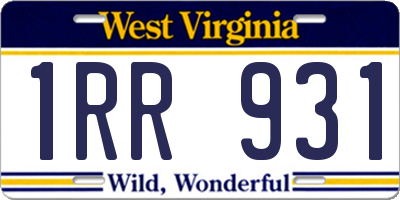 WV license plate 1RR931