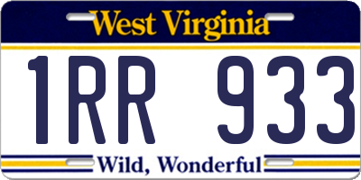 WV license plate 1RR933