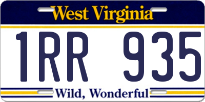 WV license plate 1RR935