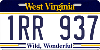 WV license plate 1RR937