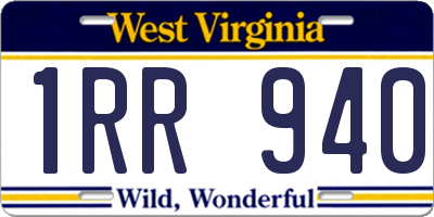 WV license plate 1RR940