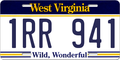 WV license plate 1RR941
