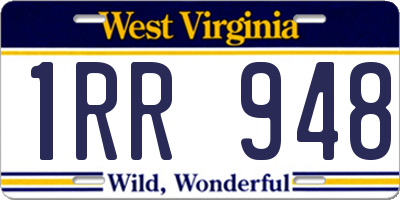 WV license plate 1RR948