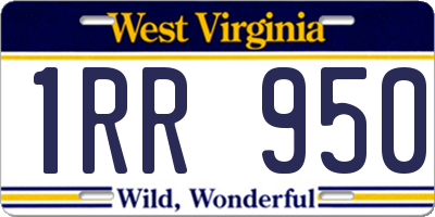 WV license plate 1RR950