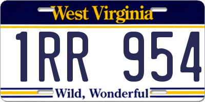 WV license plate 1RR954