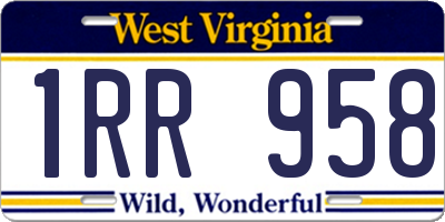 WV license plate 1RR958