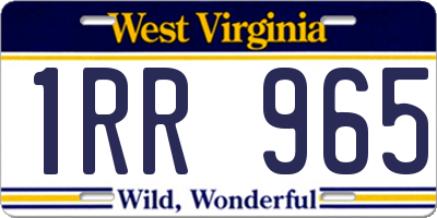 WV license plate 1RR965