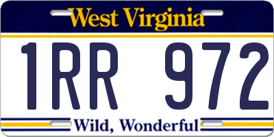 WV license plate 1RR972