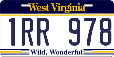 WV license plate 1RR978