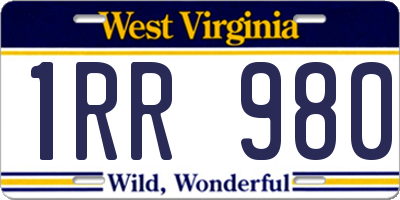 WV license plate 1RR980