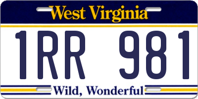 WV license plate 1RR981