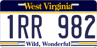 WV license plate 1RR982