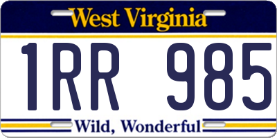 WV license plate 1RR985