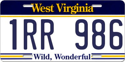 WV license plate 1RR986