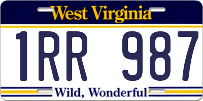 WV license plate 1RR987
