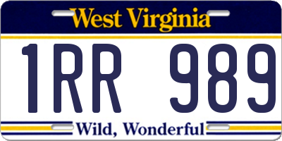 WV license plate 1RR989