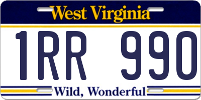 WV license plate 1RR990