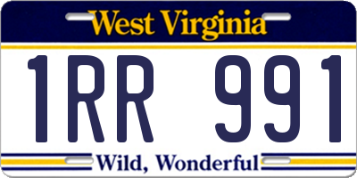 WV license plate 1RR991