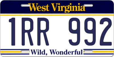 WV license plate 1RR992