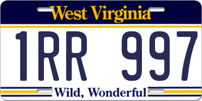 WV license plate 1RR997