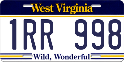 WV license plate 1RR998