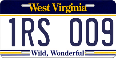 WV license plate 1RS009