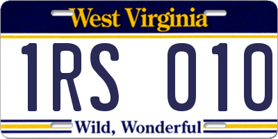 WV license plate 1RS010