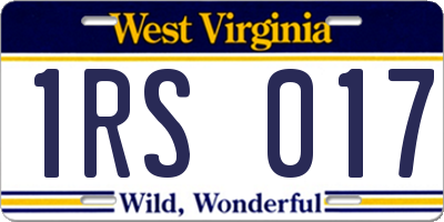 WV license plate 1RS017