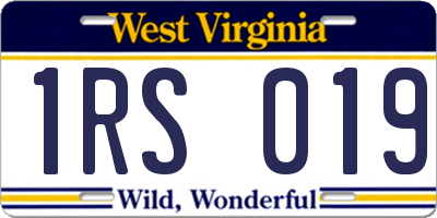 WV license plate 1RS019