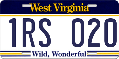 WV license plate 1RS020