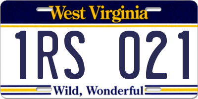 WV license plate 1RS021