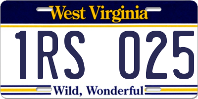 WV license plate 1RS025
