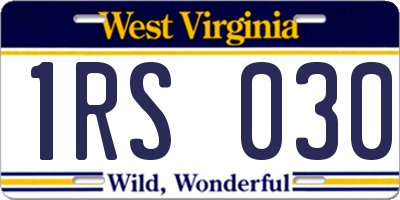 WV license plate 1RS030