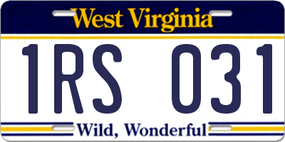 WV license plate 1RS031