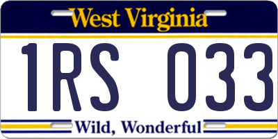 WV license plate 1RS033
