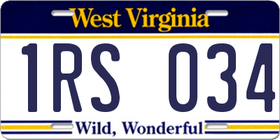 WV license plate 1RS034