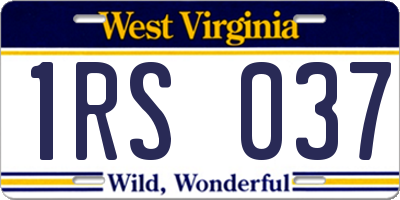 WV license plate 1RS037