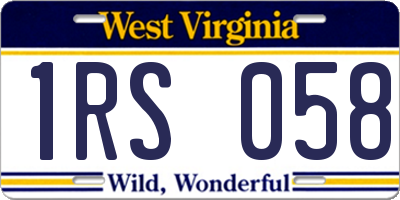 WV license plate 1RS058