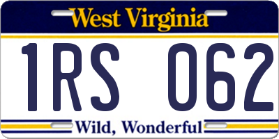 WV license plate 1RS062