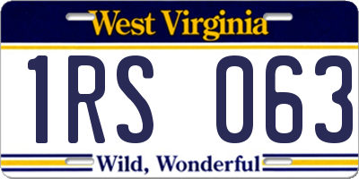 WV license plate 1RS063