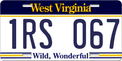 WV license plate 1RS067