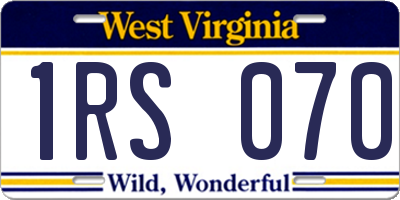WV license plate 1RS070