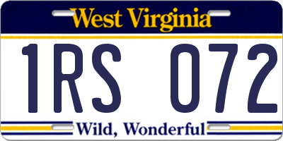 WV license plate 1RS072