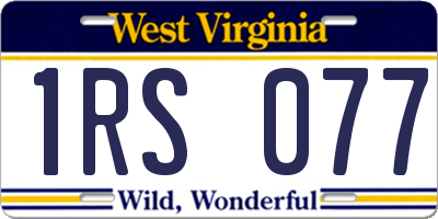 WV license plate 1RS077